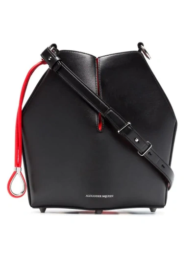 black and red Bucket leather bag