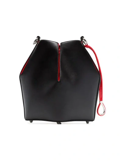 black and red Bucket leather bag