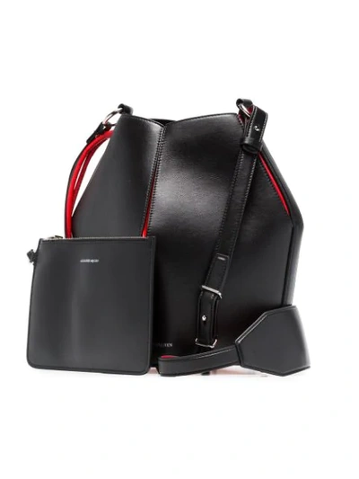 Shop Alexander Mcqueen Black And Red Bucket Leather Bag