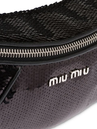 Shop Miu Miu Sequin Belt Bag In Black