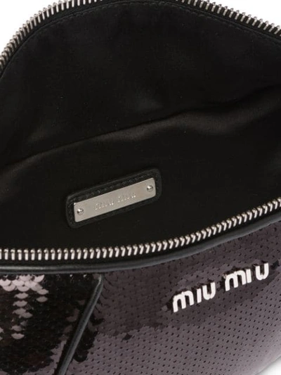 Shop Miu Miu Sequin Belt Bag In Black
