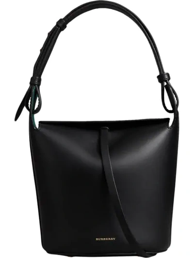 Shop Burberry The Small Leather Bucket Bag In Black