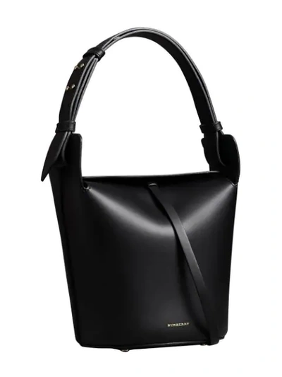 Shop Burberry The Small Leather Bucket Bag In Black