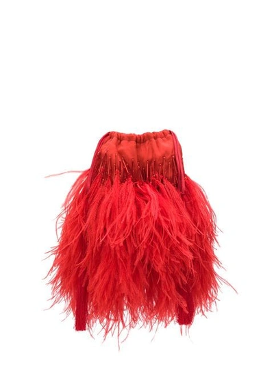 Shop Attico Feathers Mini Bag In Red