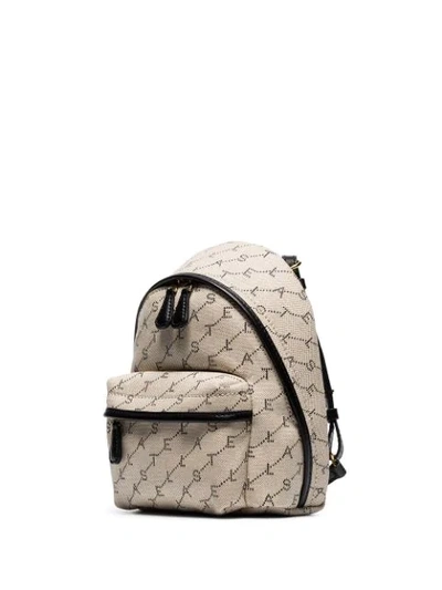 Shop Stella Mccartney Mini Monogram Cotton Backpack In Neutrals