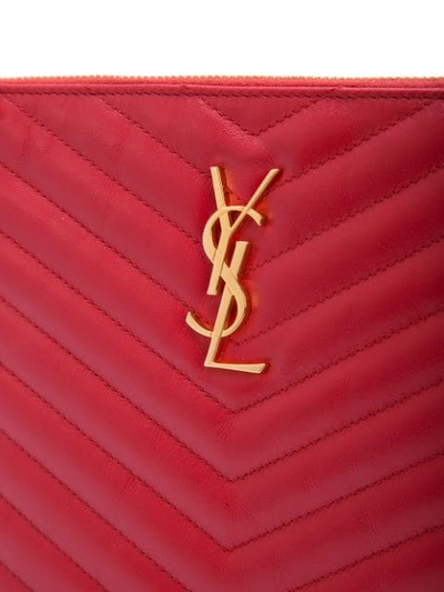 Shop Saint Laurent 'monogram' Clutch In Red
