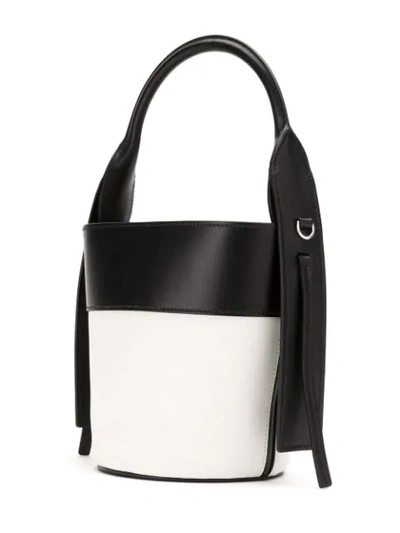 Shop Prada Leather Bucket Bag In White