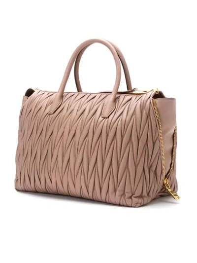 Shop Miu Miu Matelassé Leather Tote Bag In Pink