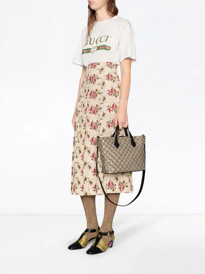 Shop Gucci Gg Supreme Bees Tote Bag In Neutrals