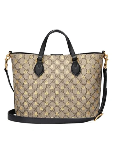 Shop Gucci Gg Supreme Bees Tote Bag In Neutrals