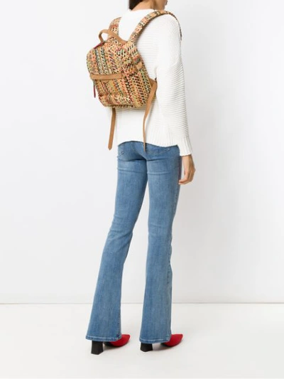 Shop Isla Embroidered Tweed Backpack - Neutrals