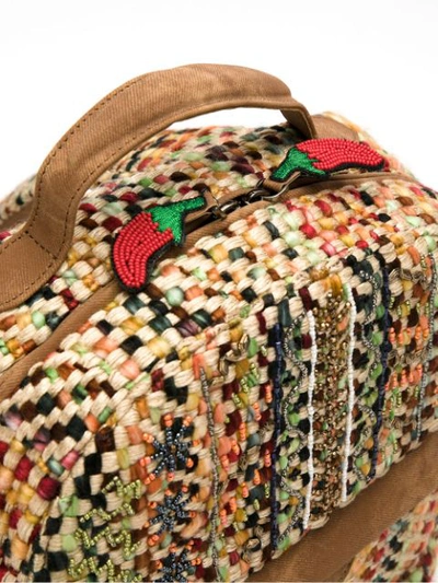 Shop Isla Embroidered Tweed Backpack - Neutrals