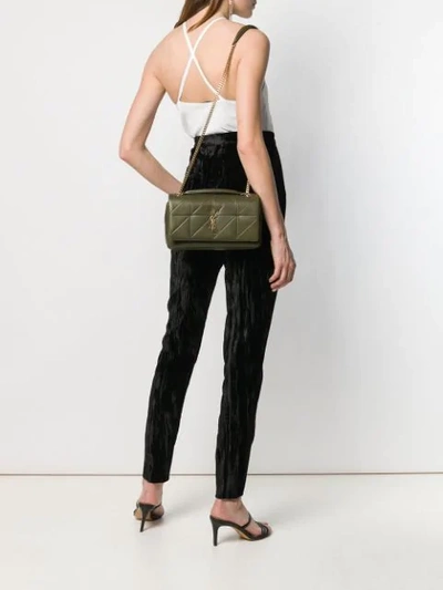 Shop Saint Laurent Quilted Shoulder Bag In 3209 Green