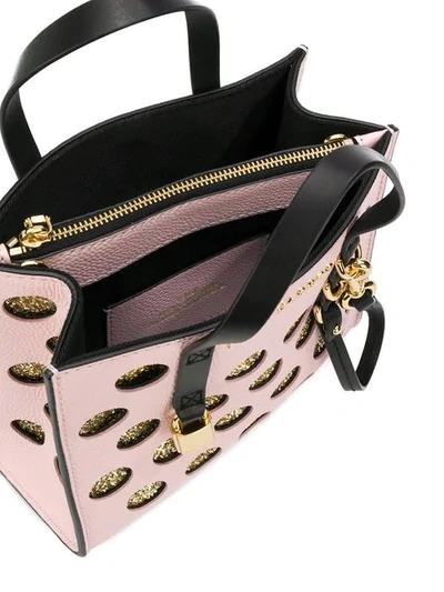 Shop Marc Jacobs Lurex Polka Dot Mini Grind Tote In Pink