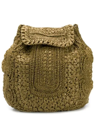 Shop Alberta Ferretti Oversized Woven Backpack - Green