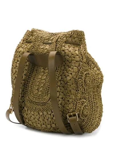 Shop Alberta Ferretti Oversized Woven Backpack - Green