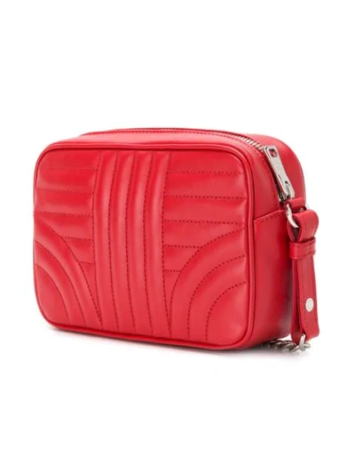 Shop Prada Bevelled Leather Cross-body Bag In Red