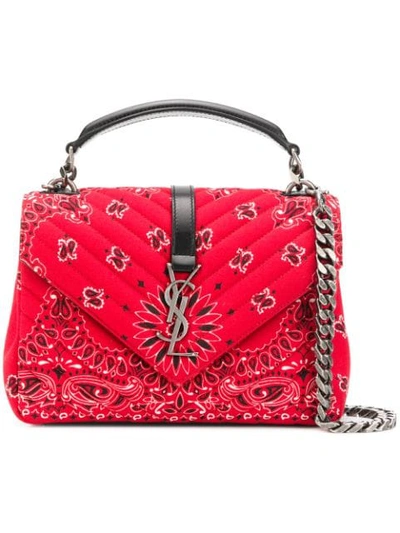 Shop Saint Laurent Bandana Fabric Shoulder Bag In Red