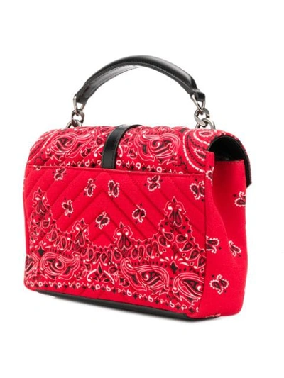Shop Saint Laurent Bandana Fabric Shoulder Bag In Red