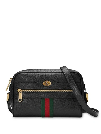 Shop Gucci Mini Ophidia Gg Shoulder Bag In Black