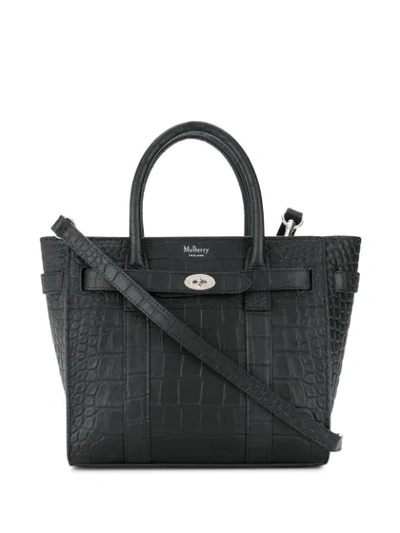 Shop Mulberry Mini Bayswater Tote Bag In Black