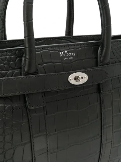 Shop Mulberry Mini Bayswater Tote Bag In Black