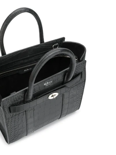 Shop Mulberry Mini Bayswater Tote Bag In Black