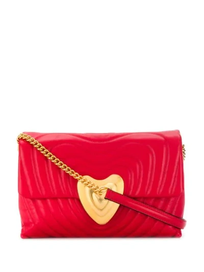Shop Escada Quilted Heart Shoulder Bag In A650 Red Ruby