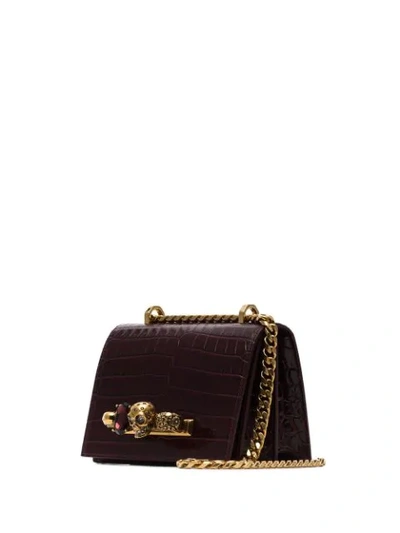 Shop Alexander Mcqueen Small Jewelled Crossbody Bag In 6230 Velvet Red