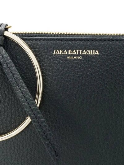 Shop Sara Battaglia Embossed Logo Clutch Bag In Black