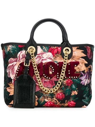Shop Dolce & Gabbana Capri Iguana Shopping Bag In Black