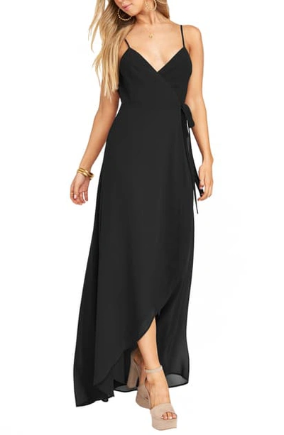 Shop Show Me Your Mumu Mariah Wrap Maxi Dress In Black Chiffon