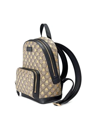 Shop Gucci Gg Supreme Bees Backpack In Neutrals