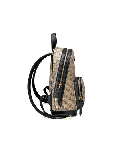 Shop Gucci Gg Supreme Bees Backpack In Neutrals