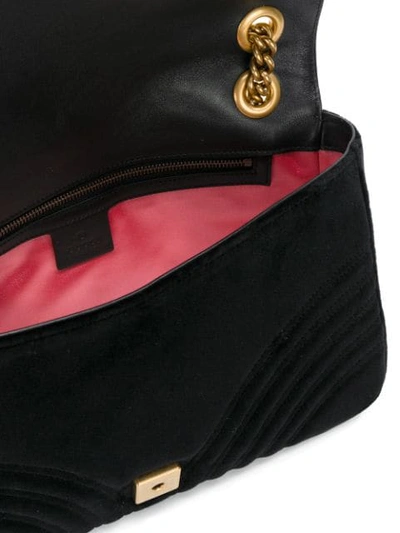 Shop Gucci Marmont 2.0 Schultertasche Aus Samt In Black