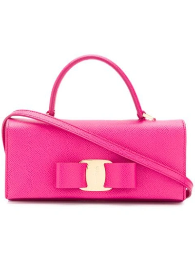 Shop Ferragamo Vara Bow Mini Bag In Pink