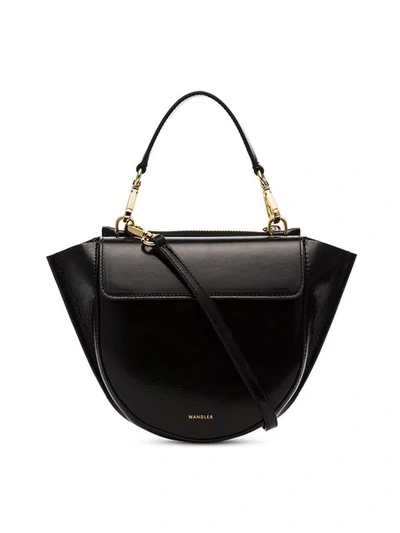 Shop Wandler Mini Hortensia Leather Shoulder Bag In Black