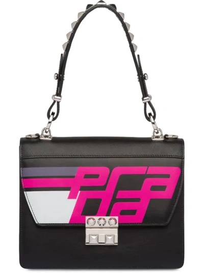 Shop Prada Elektra Leather Bag In Black