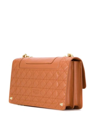 Shop Pinko Studded Shoulder Bag - Brown