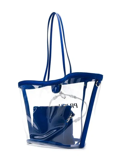 Shop Prada Transparent Tote Bag In White