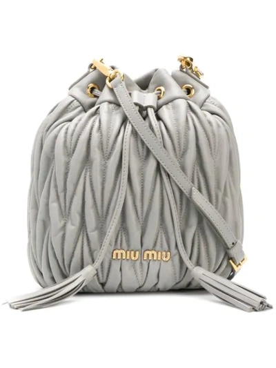 Shop Miu Miu Matelassé Shoulder Bag - Grey