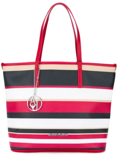 Shop Armani Jeans Striped Shopper Tote In Multicolour