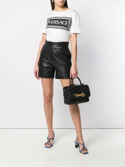 Shop Versace Quilted Icon Shoulder Bag In Black