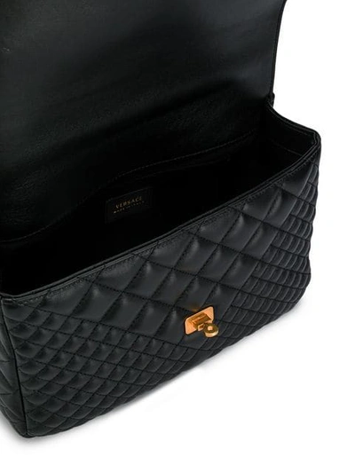 Shop Versace Quilted Icon Shoulder Bag In Black