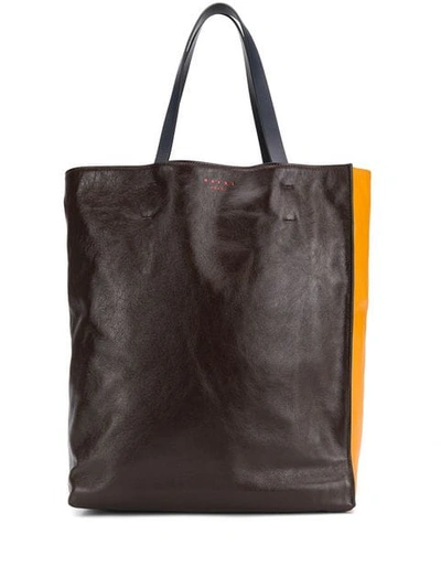 Shop Marni Colour-block Tote Bag In Z2c56 Yellow Brown