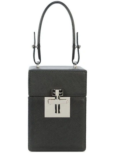 Shop Oscar De La Renta Mini Alibi Top Handle Box Bag In Black