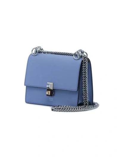 Shop Fendi Blue Kan I Small Leather Shoulder Bag In F11dj