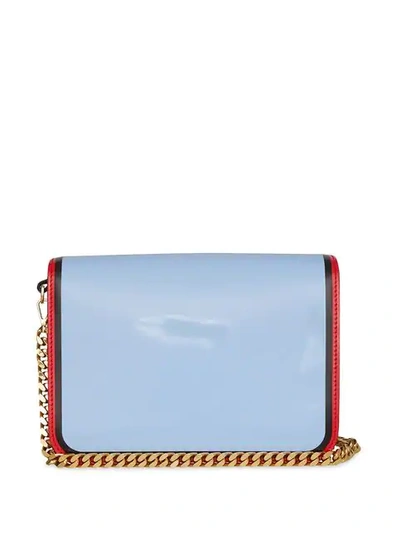 Shop Burberry Small Painted Edge Leather Tb Bag In Blue