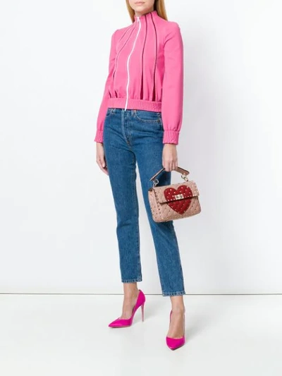 Shop Valentino Rockstud Heart Shoulder Bag - Pink
