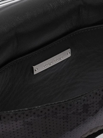 Shop Miu Miu Sequin Embellished Shoulder Bag In Black